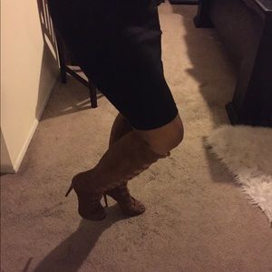 Suede knee high boots